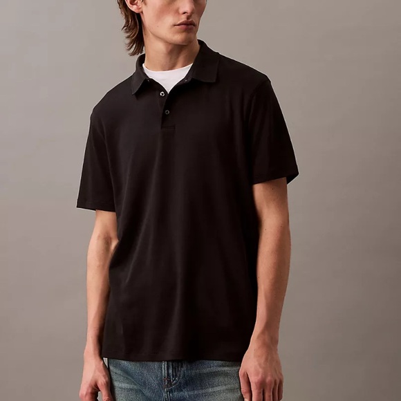 Calvin Klein Other - CALVIN KLEIN Classic Fit Black Cotton Shirt Sleeve Polo Shirt Men’s Sz M - NWT